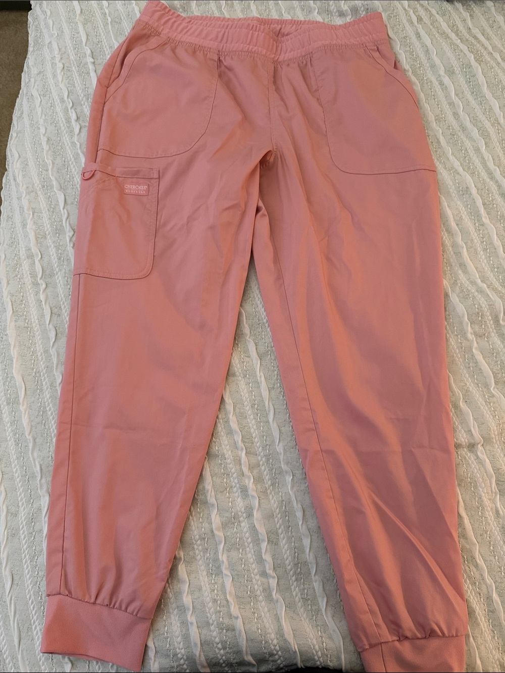 Cherokee Pink Elastic-Waist Jogger Scrubs